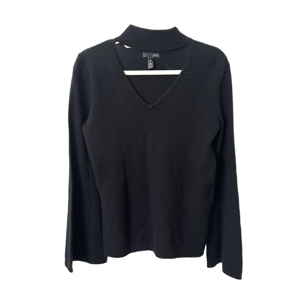 AQUA CASHMERE Mockneck Sweater‎ Black Sz Small